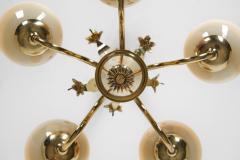  Sieva OY Brass and Glass Ornamental Chandelier by Siev Oy Finland 1950s - 4561685
