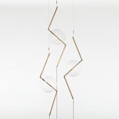  Silvio Mondino Studio Fulmine Aged Three Lights Floor to Ceiling Sculptural Lamp Brushed Brass - 2011255