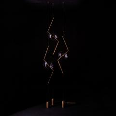  Silvio Mondino Studio Fulmine Aged Three Lights Floor to Ceiling Sculptural Lamp Brushed Brass - 2011274