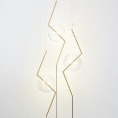  Silvio Mondino Studio Fulmine Three Lights Floor to Ceiling Minimalist Sculptural Lamp Brushed Brass - 2001497