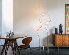  Silvio Mondino Studio Fulmine Three Lights Floor to Ceiling Minimalist Sculptural Lamp Brushed Brass - 2001516