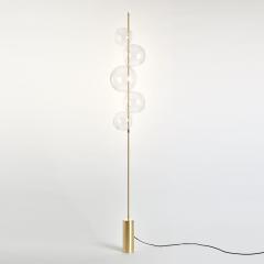  Silvio Mondino Studio Grandine Five Lights Contemporary Floor Lamp Brushed Brass Blown Glass - 2010896