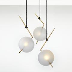  Silvio Mondino Studio Nuvola BOLD Three Lights Stardust White Contemporary Chandelier Handblown Glass - 2008461