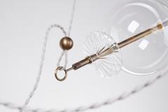  Silvio Mondino Studio Trapezi Five Lights Aged Brass Contemporary Pendant Chandelier Blown Glass - 4489263