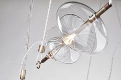  Silvio Mondino Studio Trapezi Five Lights Aged Brass Contemporary Pendant Chandelier Blown Glass - 4489265