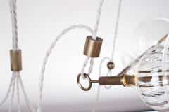  Silvio Mondino Studio Trapezi Five Lights Aged Brass Contemporary Pendant Chandelier Blown Glass - 4489268