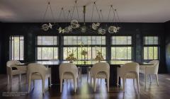  Silvio Mondino Studio Trapezi Five Lights Aged Brass Contemporary Pendant Chandelier Blown Glass - 4489272