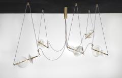  Silvio Mondino Studio Trapezi Five Lights Neutral Shades Contemporary Pendant Chandelier Brass Glass - 2111128