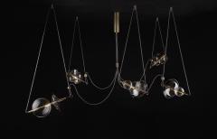  Silvio Mondino Studio Trapezi Five Lights Neutral Shades Contemporary Pendant Chandelier Brass Glass - 2111130