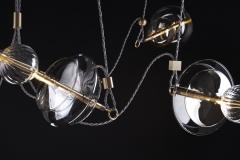  Silvio Mondino Studio Trapezi Five Lights Neutral Shades Contemporary Pendant Chandelier Brass Glass - 2111134