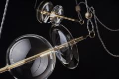  Silvio Mondino Studio Trapezi Five Lights Neutral Shades Contemporary Pendant Chandelier Brass Glass - 2111147
