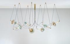  Silvio Mondino Studio Trapezi Seven Lights Chandelier in Brass Murano Glass LED Dimmable - 4470787