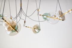  Silvio Mondino Studio Trapezi Seven Lights Chandelier in Brass Murano Glass LED Dimmable - 4470789