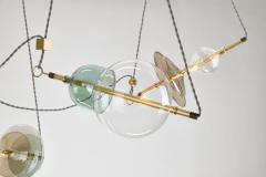  Silvio Mondino Studio Trapezi Seven Lights Chandelier in Brass Murano Glass LED Dimmable - 4470790