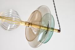  Silvio Mondino Studio Trapezi Seven Lights Chandelier in Brass Murano Glass LED Dimmable - 4470791