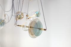  Silvio Mondino Studio Trapezi Seven Lights Chandelier in Brass Murano Glass LED Dimmable - 4470794