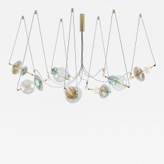  Silvio Mondino Studio Trapezi Seven Lights Chandelier in Brass Murano Glass LED Dimmable - 4475714