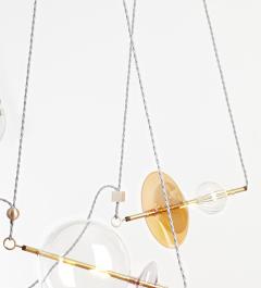  Silvio Mondino Studio Trapezi Six Lights Bright Colors Contemporary Pendant Chandelier Brass Glass - 4484843