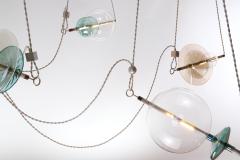  Silvio Mondino Studio Trapezi Six Lights Contemporary Chandelier Tarnished Silver finish Blown Glass - 4484953