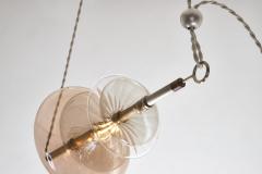  Silvio Mondino Studio Trapezi Six Lights Contemporary Chandelier Tarnished Silver finish Blown Glass - 4484957