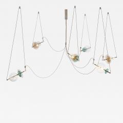  Silvio Mondino Studio Trapezi Six Lights Contemporary Chandelier Tarnished Silver finish Blown Glass - 4485135