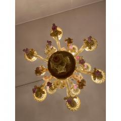  SimoEng 1970s Italian Style Murano Glass Multicolors With Flowers Chandelier - 3607035