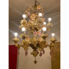  SimoEng 1970s Italian Style Murano Glass Multicolors With Flowers Chandelier - 3607040