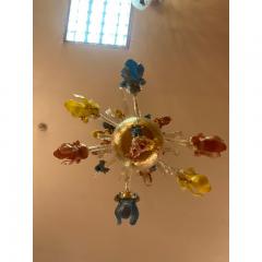  SimoEng 1970s Italian Style Murano Glass Multicolors With Flowers Chandelier - 3607057