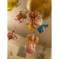  SimoEng 1970s Italian Style Murano Glass Multicolors With Flowers Chandelier - 3607058