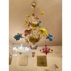 SimoEng 1970s Italian Style Murano Glass Multicolors With Flowers Chandelier - 3607067