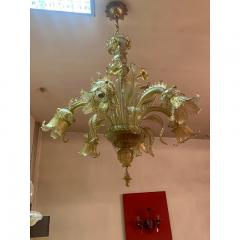  SimoEng 1970s Italian Style Murano Glass Multicolors With Gold Chandelier - 3607097