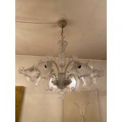  SimoEng 1970s Italian Style Murano Glass in Transparent and Sand Chandelier - 3606952