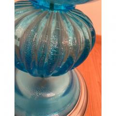  SimoEng 1980s Italian Venetian Blue and Silver Murano Glass Style Coffee Table - 3599129