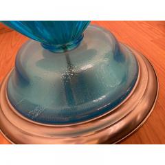 SimoEng 1980s Italian Venetian Blue and Silver Murano Glass Style Coffee Table - 3599136