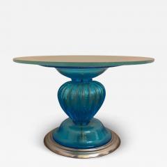  SimoEng 1980s Italian Venetian Blue and Silver Murano Glass Style Coffee Table - 3603073