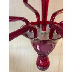  SimoEng 1990s Contemporary Translucent Red Murano Glass Chandelier - 3965976