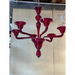  SimoEng 1990s Contemporary Translucent Red Murano Glass Chandelier - 3965977