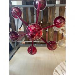  SimoEng 1990s Contemporary Translucent Red Murano Glass Chandelier - 3965978