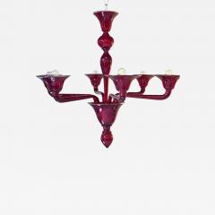  SimoEng 1990s Contemporary Translucent Red Murano Glass Chandelier - 3968345