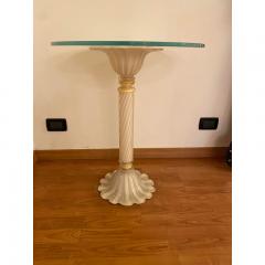  SimoEng 1990s Italian Venetian White and Gold Murano Glass Style Coffee Table - 3599158