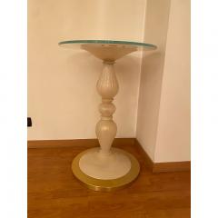  SimoEng 1990s Italian Venetian White and Gold Murano Glass Style Coffee Table - 3599171
