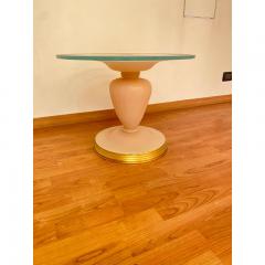  SimoEng 1990s Italian Venetian White and Gold Murano Glass Style Coffee Table - 3599184