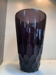  SimoEng 2020s Italian Violet Crystal Handmade Cut Vase - 2827801