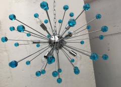  SimoEng 2020s Murano Style Glass Sputnik Blue Italian Handmade Chandelier - 2823374