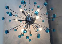  SimoEng 2020s Murano Style Glass Sputnik Blue Italian Handmade Chandelier - 2823375