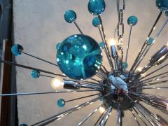  SimoEng 2020s Murano Style Glass Sputnik Blue Italian Handmade Chandelier - 2823376
