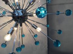  SimoEng 2020s Murano Style Glass Sputnik Blue Italian Handmade Chandelier - 2823381