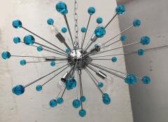  SimoEng 2020s Murano Style Glass Sputnik Blue Italian Handmade Chandelier - 2823383