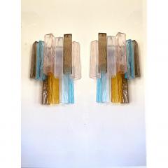  SimoEng 21st Century Multicolored Squared Murano Glass Wall Sconces a Pair - 3443913