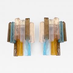  SimoEng 21st Century Multicolored Squared Murano Glass Wall Sconces a Pair - 3444559